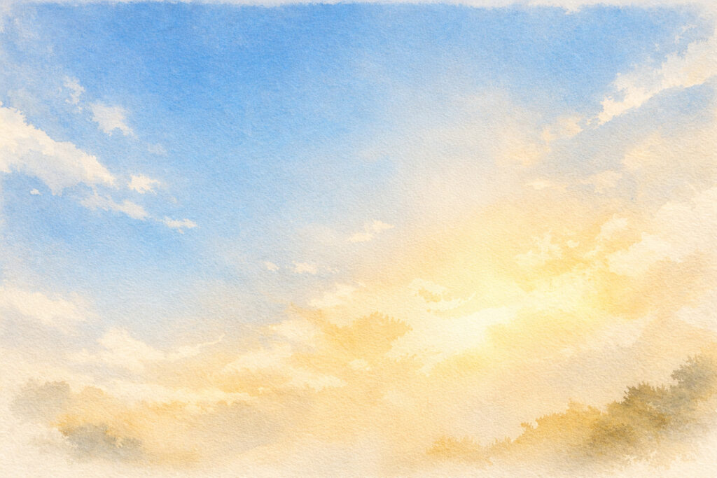 臨済：喝！ 臨済の喝は言葉以前のはたらきの表現である。喝のすがすがしさを青空と太陽の光で表現している。